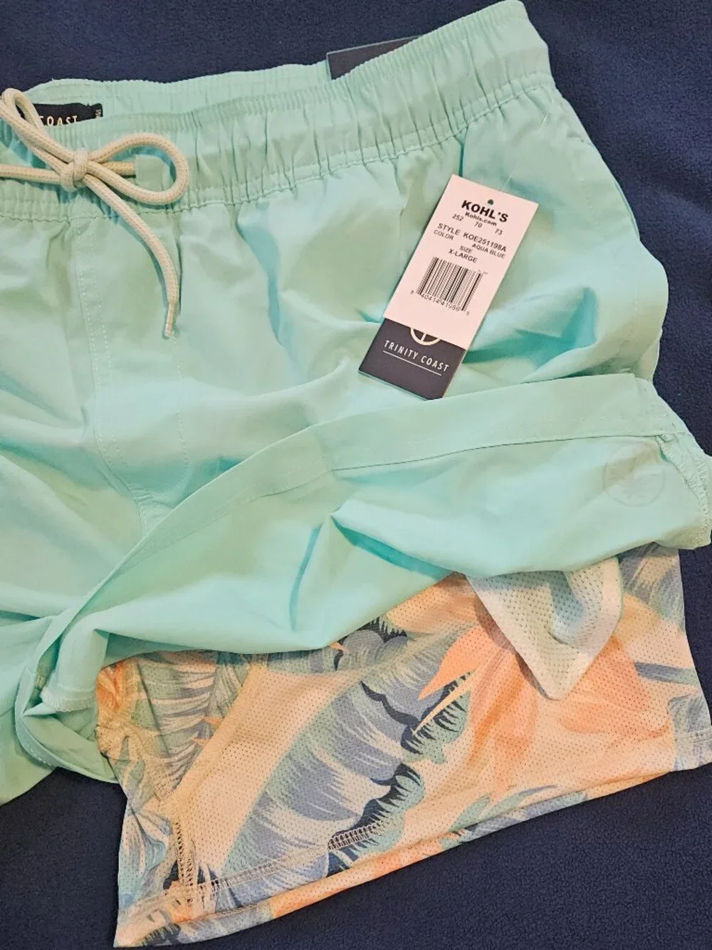 Trinity Coast Men's Swim Trunks Aqua Blue 5